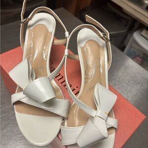 Nina Cream Strappy Sandals with Bow